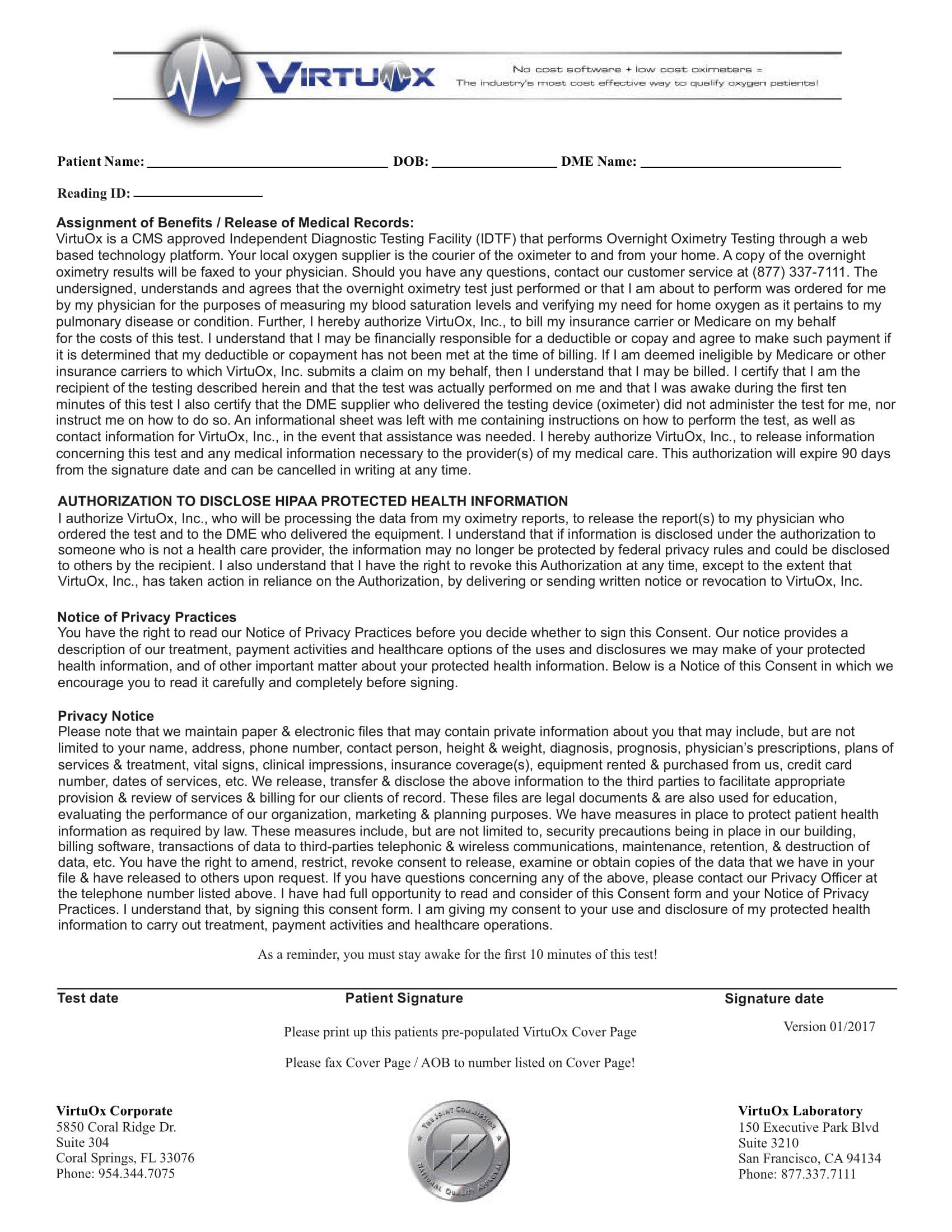 Sample Oximetry AOB Form